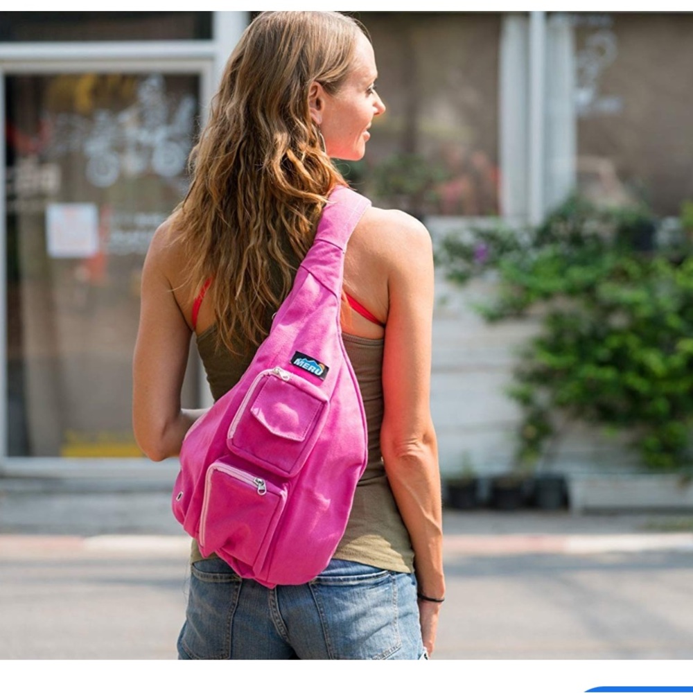 Meru Sling Bag -Sling Backpack Women's Hot Pink Crossbody with Compartments